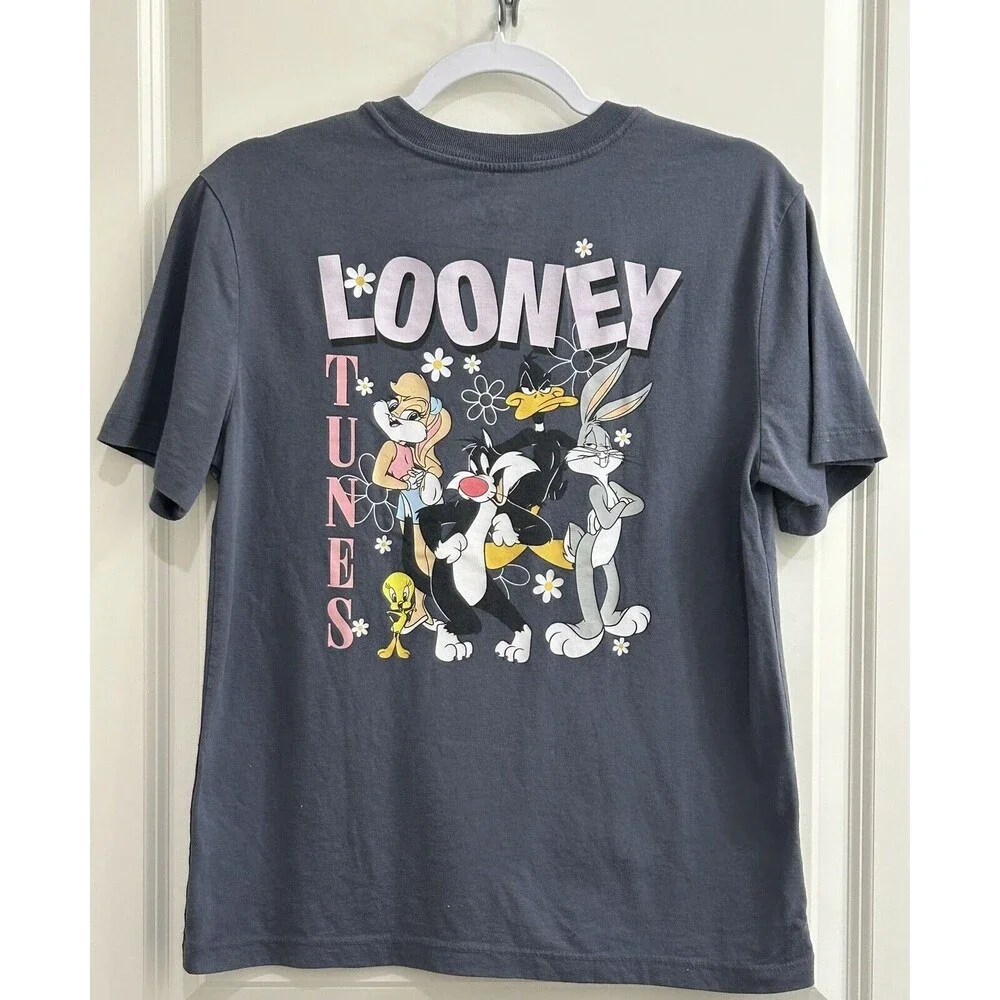 Looney Tunes Characters  Girls Gray  Graphic‎ Short Sleeve Tee Size S (4/6)